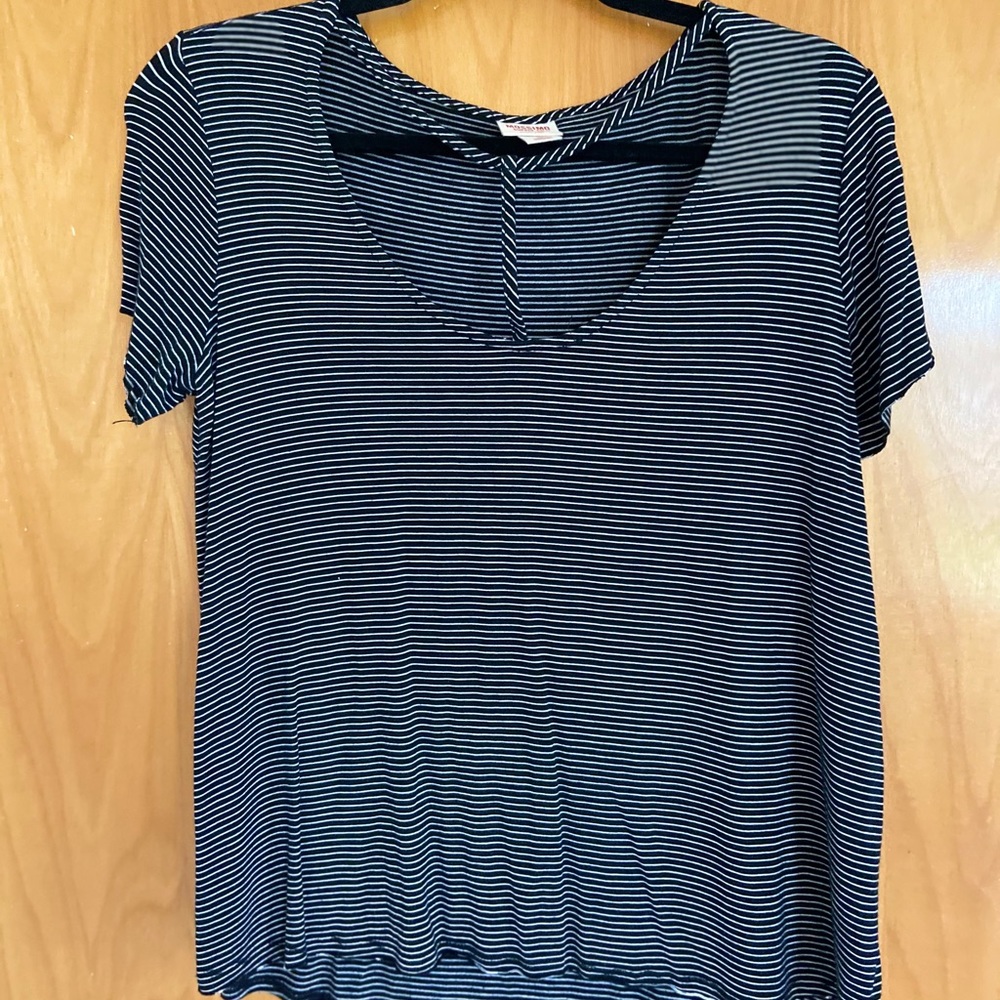 Black and white striped casual tee